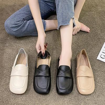 Women's Shoes Flat Comfortable Anti Slip Soft Bottom New Square Toe Casual Shoes Lightweight Outdoor Commuter Shoes