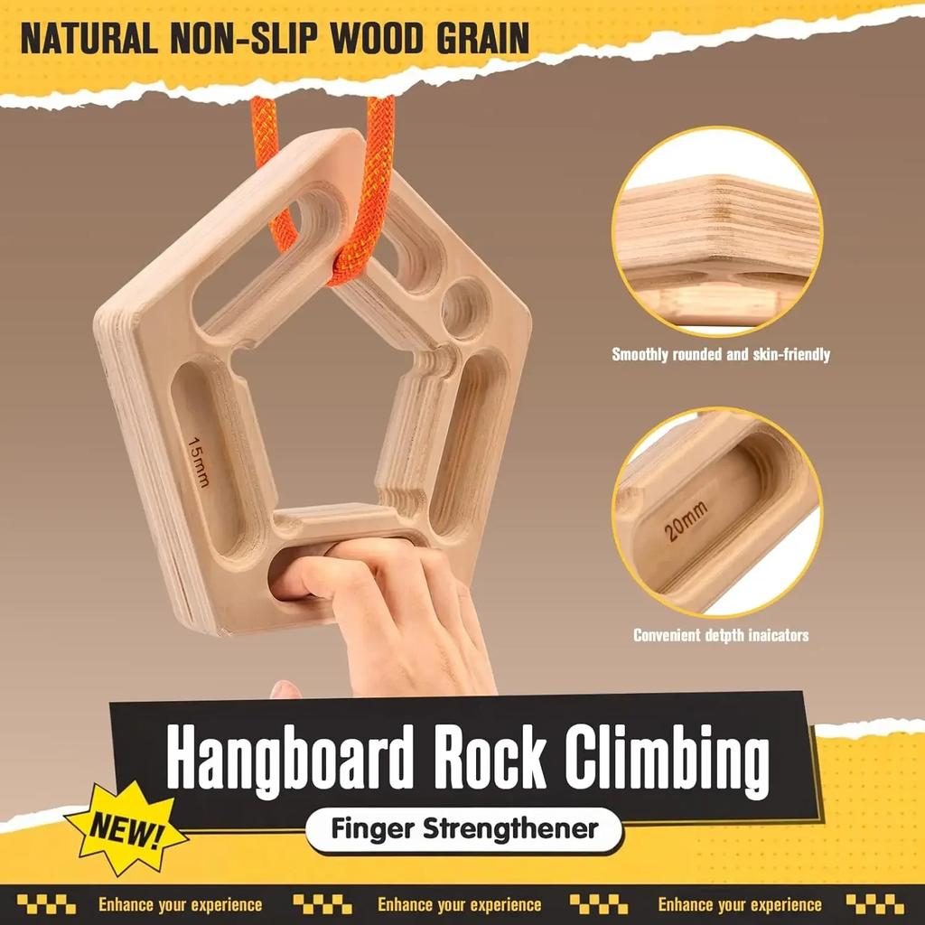 Rock Climbing Fingerboard Training System Portable Hangboard Strengthener for Advanced Climbers Grip and Pull Up Exercises