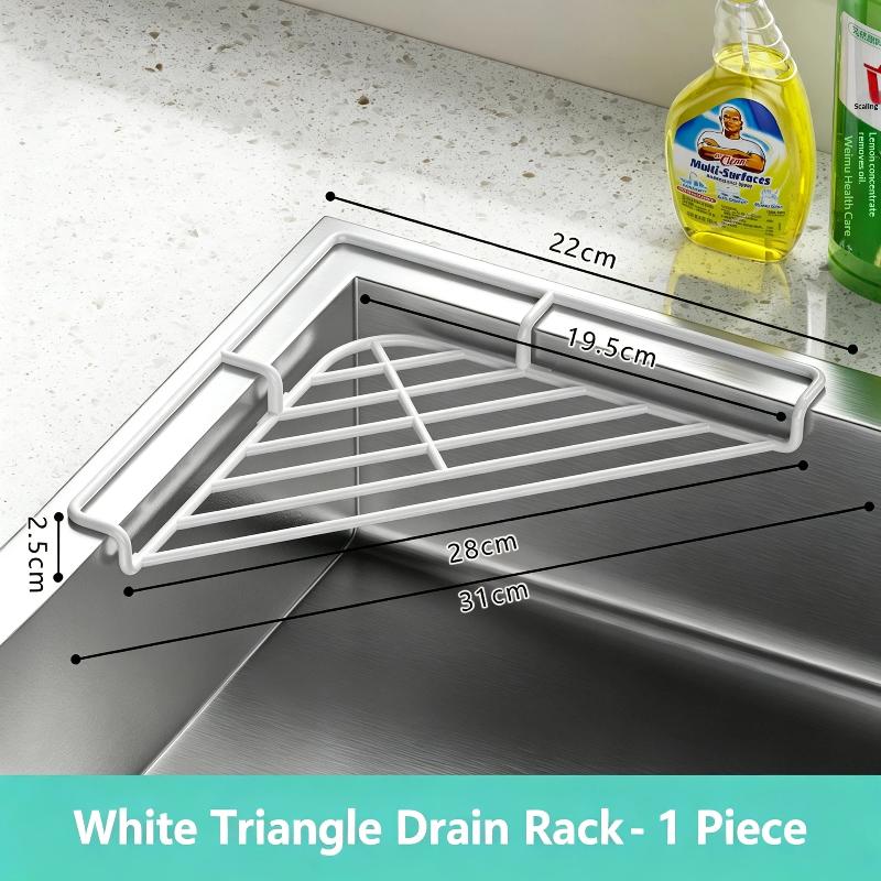 Waterproof Sink Corner Rack Anti-Rust Punch-Free Sponge Drying Rack Hollowed Sink Drain Shelf Bathroom
