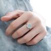 Blue Oval Zircon Sea Salt Adjustable Ring - Elegant and Fresh Women's Stackable Index Finger Accessory