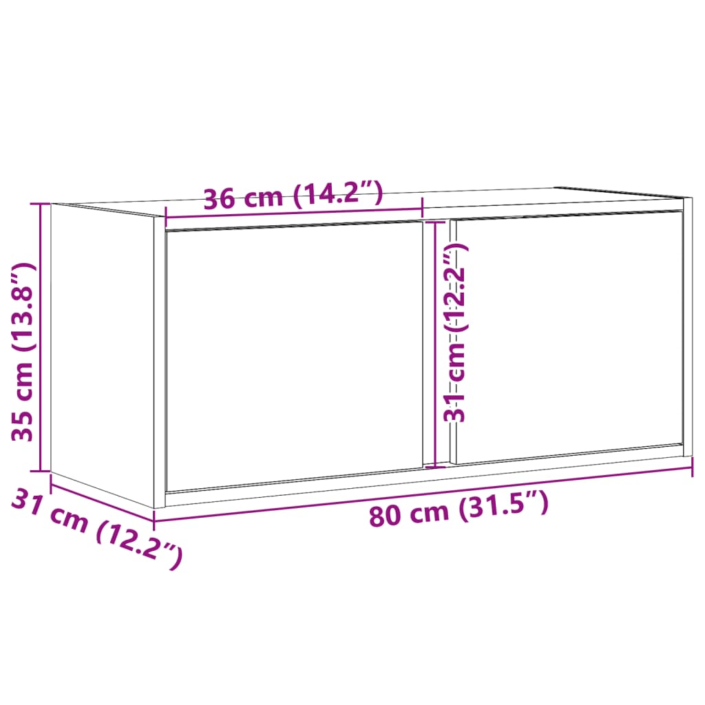 White Wall Mounted TV Cabinet with LED Lighting 80 x 31 x 35 cm