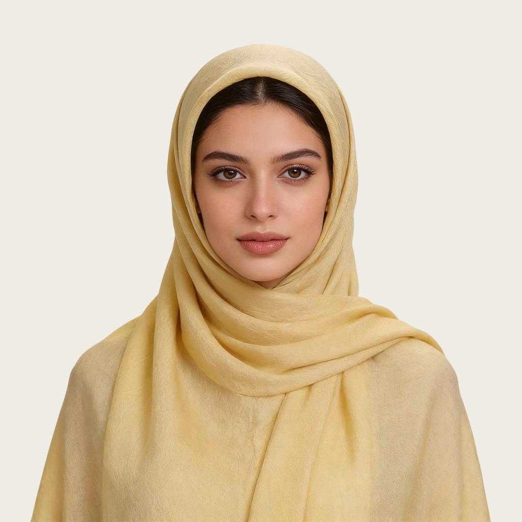High-Quality Ethnic Style Pressed Wrinkle Square Scarf - Solid Pure Color