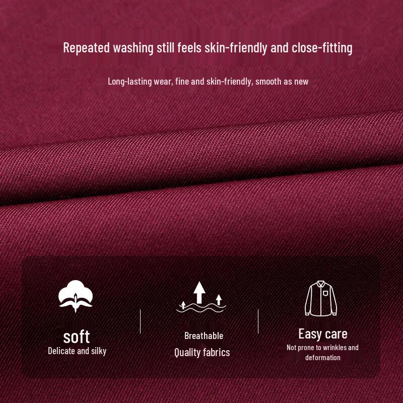 Caizi Men's Slim Fit Embroidered Long-Sleeve Business Casual Shirt