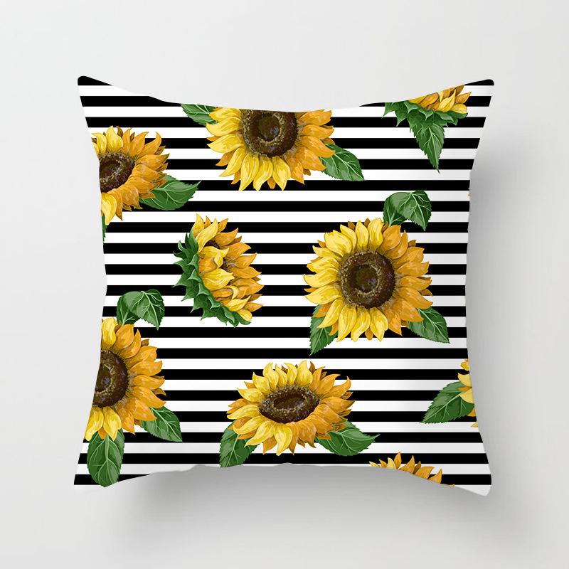 45x45cm Sunflower Print Cushion Cover Plant Landscape Pillowcase Decoration Pillow Cover For Living Room Bedroom Chair Decor