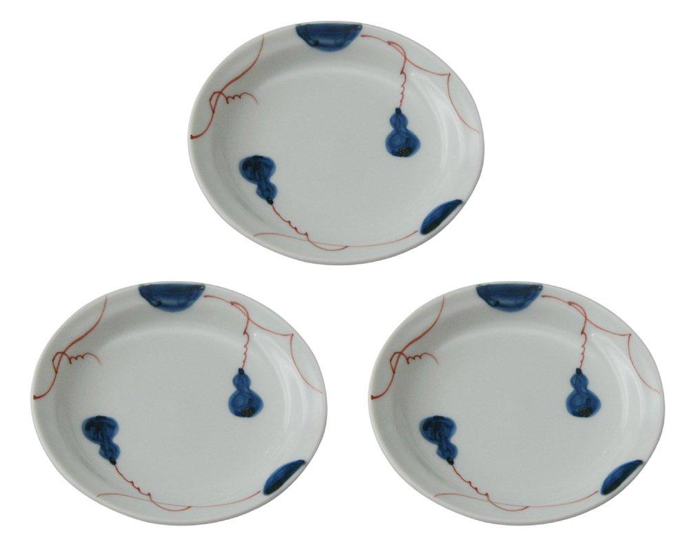 

Hasami Ware, Kotama Kiln Small Plates, Set of 3, Hisago Pattern, 323744