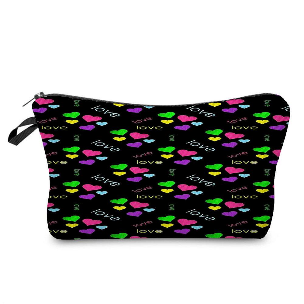 Women Hearts Print Cosmetic Bag Toiletries Organize Travel Storage Case KTB