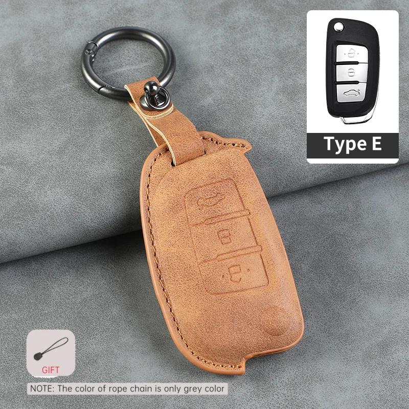 Leather Car Key Case Cover Holder Keychain Protector Shell for Geely GX3 EC7 EC8 GC6 EC715 EC718 Emgrand7 EU7 EC7 RV EC718 RV Ke