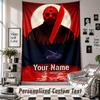 Custom Tapestry Wall Hanging, Friday the 13th Jason Voorhees Personalized Name Text Home Wall Decor