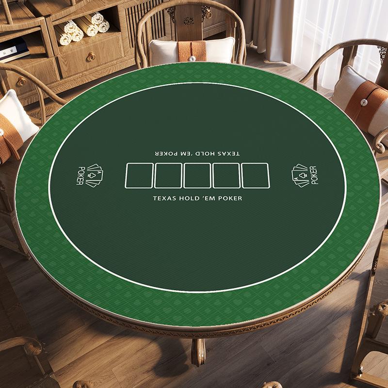 Texas Hold'em Round Poker Table Cloth - Stain-Resistant, Non-Slip Crystal Velvet