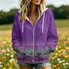 Women's Casual Floral Print Long Sleeve Hooded Jacket with Pockets and