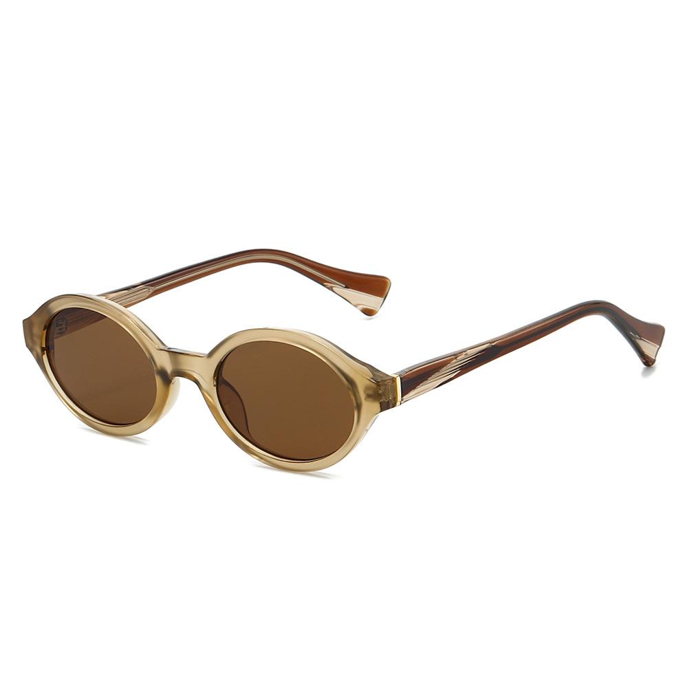 

Retro Oval Sunglasses Translucent Blue Frame Gradient Lens Unisex Fashion Eyewear High End Ladies Shades UV400 коричневый
