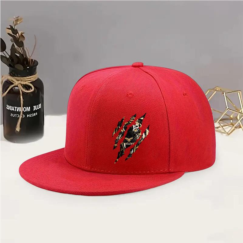 Tiger Claw Mark Print Snapback Baseball Cap Polyester Streetwear Casual Hat Durable Outdoor Unisex