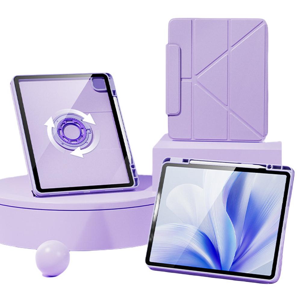 

For iPad Pro 13 (2024) Case Folding Stand Magnetic Detachable Tablet Cover with Auto Sleep Wake Purple