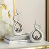 2pcs Set a Pair of Home Decoration Pieces Elegant Decorative Bottles Resin Process Abstract Geometric Design Suitable for Living Room Porch