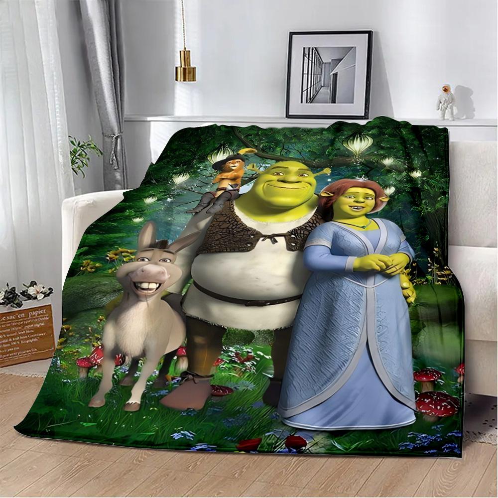 Funny Cartoon Shrek Printed Blanket Picnic Blankets Warm Blanket Soft and Comfortable Blanket Home Travel Birthday Gift