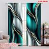 2Pcs 2D Flat Printing Elegant Modern Dark Green Gray Print Curtains Special Design For Living Room Bedroom And Study Machine