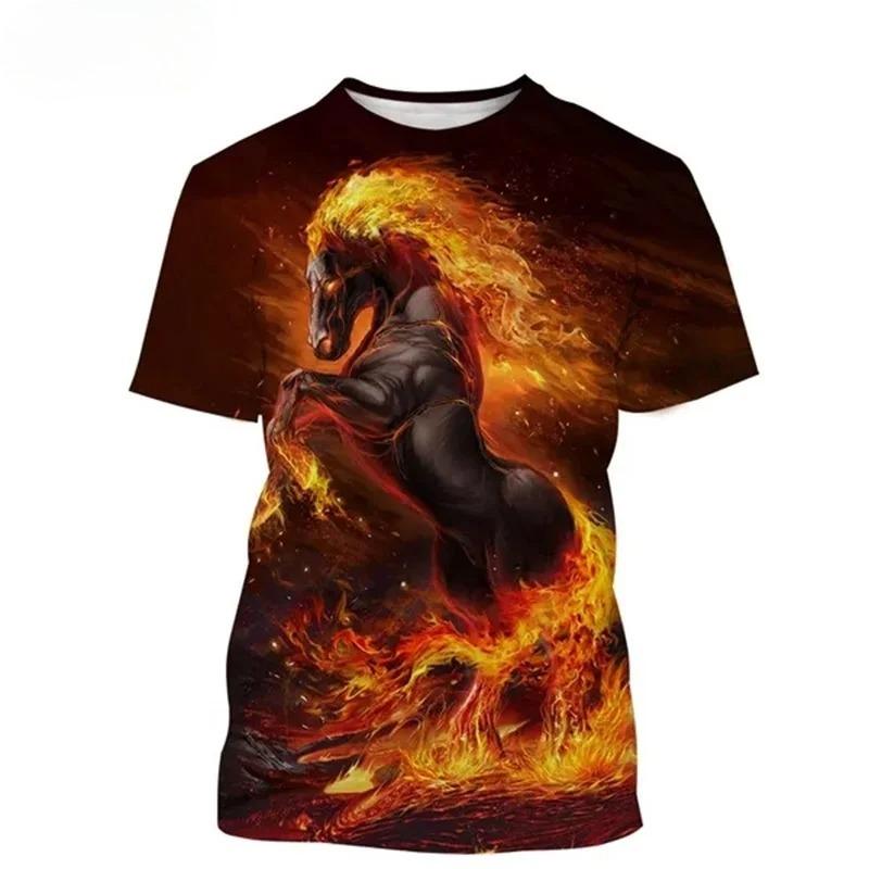 3D Print Animal Horse Graphic T-shirt for Men Women Casual Personality Mens Short Sleeve Tee Tops Streetwear Kids Animal Tshirts