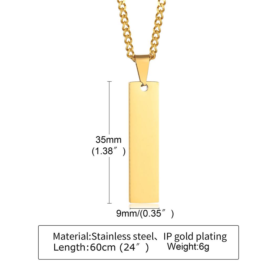 Custom Coordinate Necklace Pendant for Women, Engraved Personalized Vertical Bar Necklace,Stainless Steel Couple Jewelry