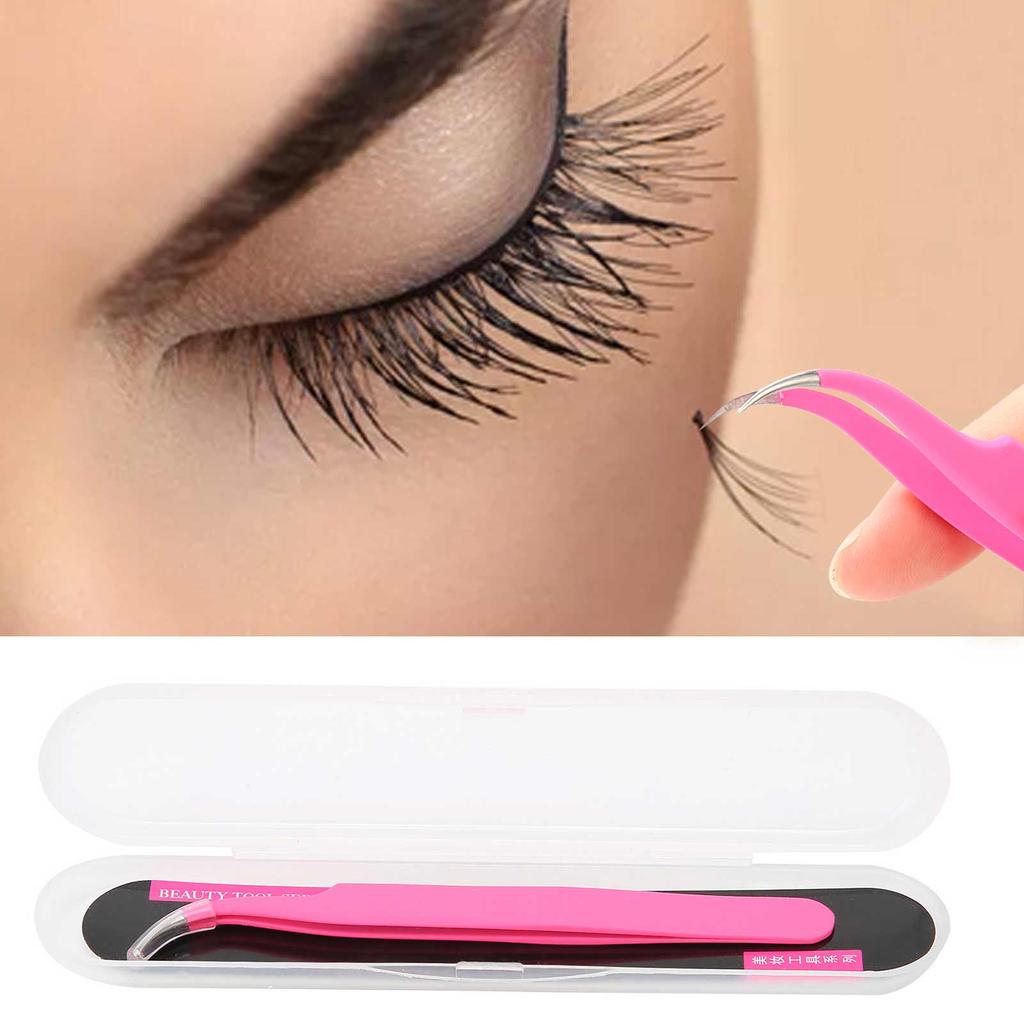 Curved Eyelash Extension Tweezers Professional Stainless Steel Eyelashes Grafting Tweezers