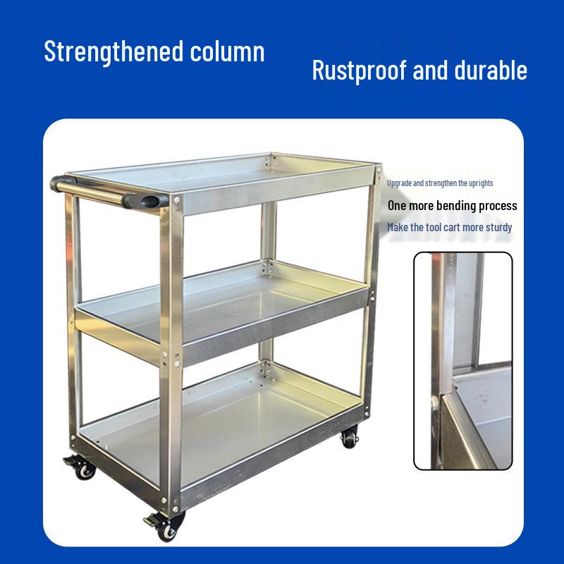 Stainless Steel Cargo Cart with Brakes for Tools and Parts