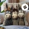 Comfortable Plush Pillow Cover Charm Donkey Embroidery for Home Decoration Sofa Living Room