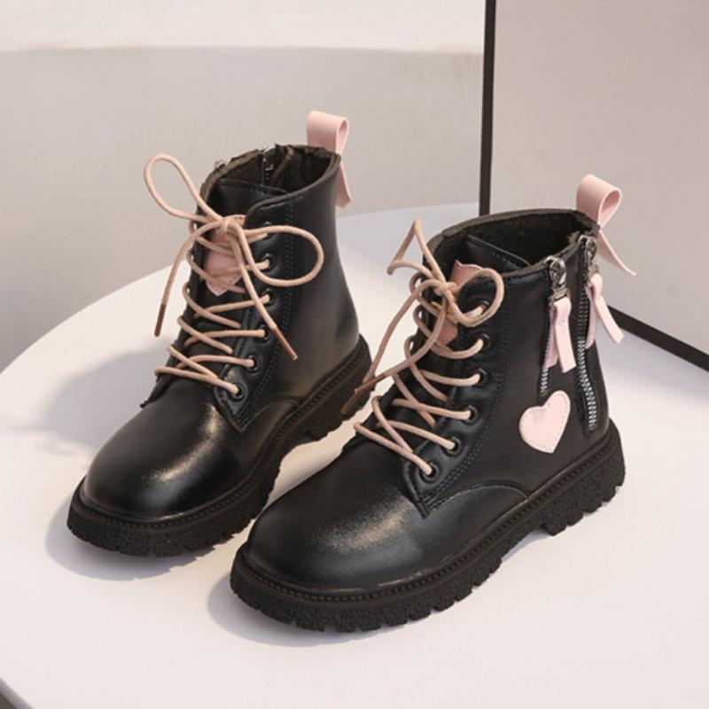 

Девочки зимние ботинки Мартин корейская версия британский стиль детские короткие ботинки, детские ботинки для девочек 35 чёрный