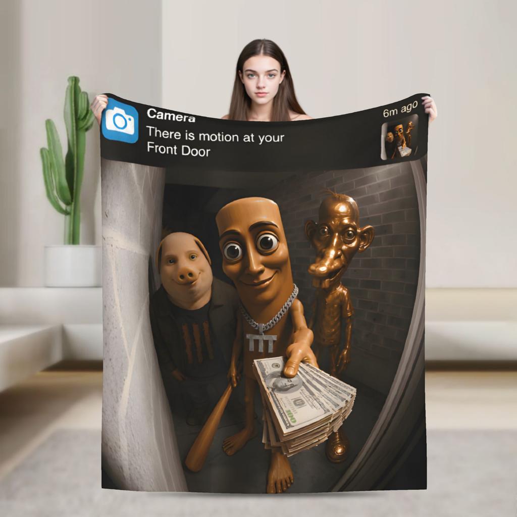 Stylish There is Motion at Your Front Door Neegy Funky Ehh Meme  Blankets Thin Coral Fleece Plush  Cozy Throw Blanket Machine