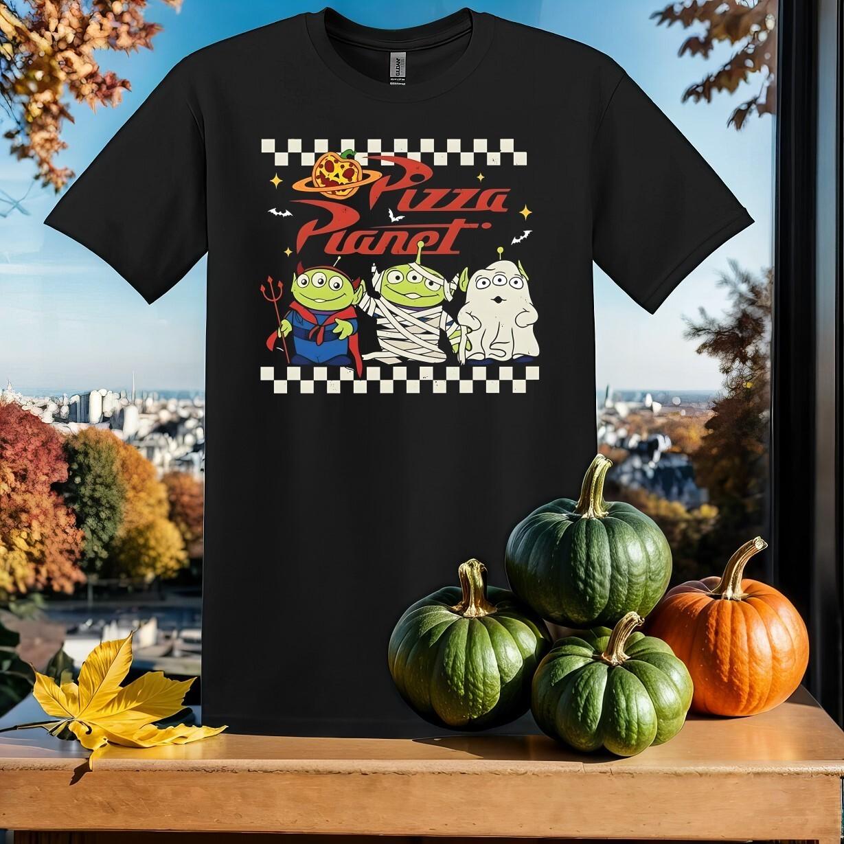 Pizza Planet Alien Boo Dracula T-Shirt Mens Womens Tees Top T Shirt Mens Womens Tees Top Men Women Unisex Tshirt SY561 S