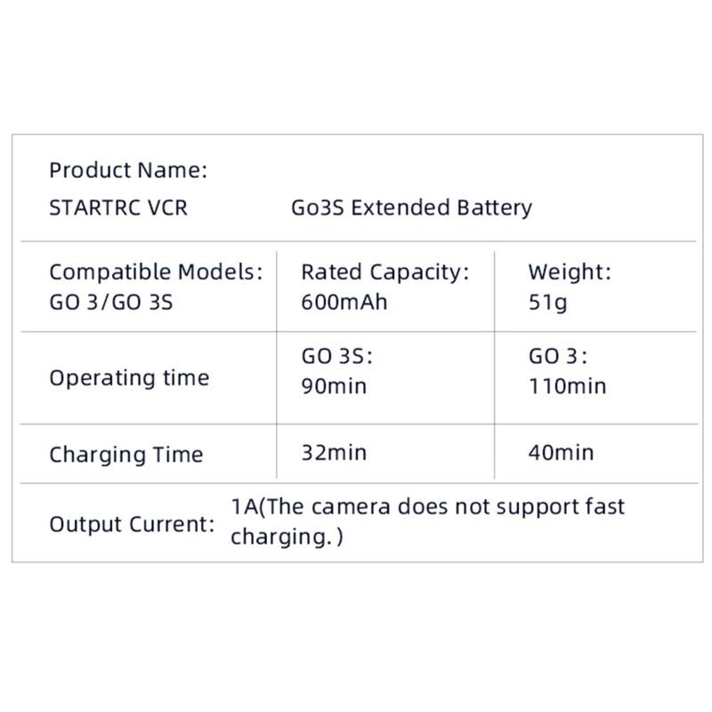 Nabíjecí pouzdro Magnetické uchycení pro kameru GO3/GO 3S 600mAh Bateriový pack Dlouhá výdrž baterie Ochranné prvky