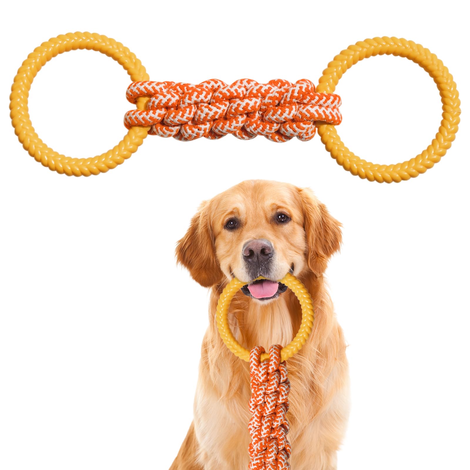 

Сервитер Игрушка для собаки Кольцо для жевания Прочная игрушка для большой собаки Веревка Прочная игрушка для жевания для собаки Домашнее животное Средняя собака Уход за зубами Перетягивание Бросание Игрушка Небьющаяся Игрушка для игры и тренировки жёлтый