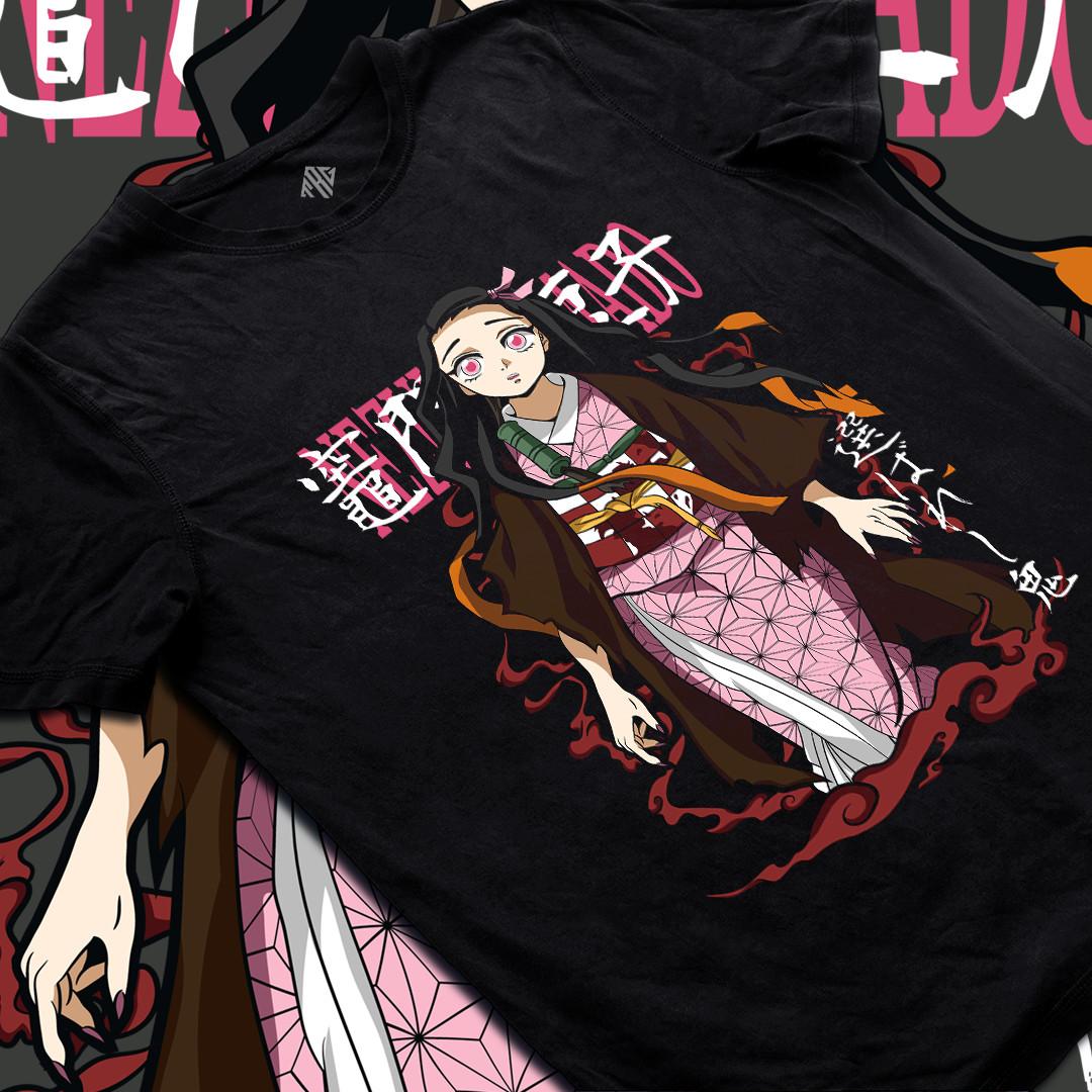 Anime Inspired Waifu Manga Girl Graphic T-Shirt Mens Womens Tees Top Cosplay Kimetsu No Yaiba Outfit L