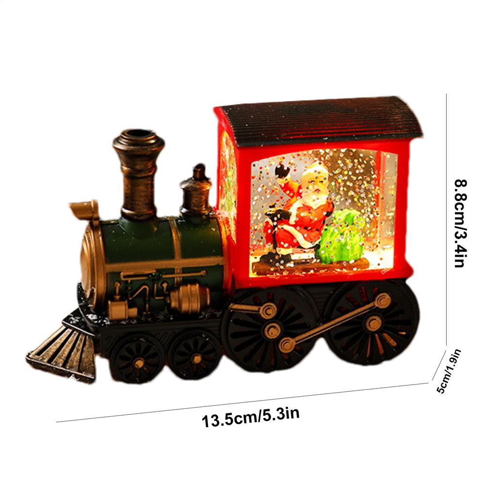 Christmas Snow Globes Lantern Retro Christmas Lanterns LED Glittering Ornaments Small Train Figurines Santa Claus Snowman