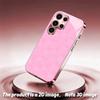 2DFlat Samsung electroplated tempered glass phone case,Pink Cat Pattern Phone CaseSuitable for Galaxy S26 S23 S24FE S25ULTRA S22 S21