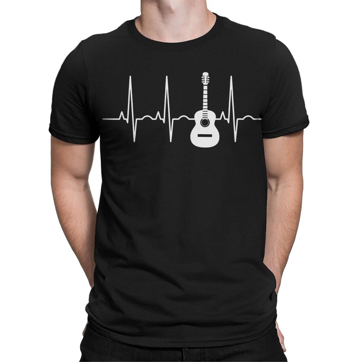 Heartbeat Guitar T-shirt For Men Music Lover Gift Graphic Tee Unique Style #T489 2XL