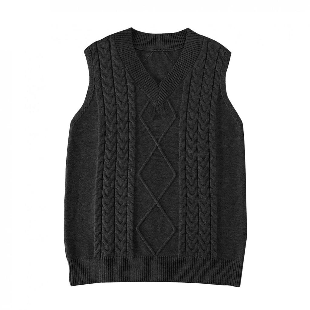 Women's Ladies Fashion Sweater Solid Color V-neck Sleeveless Dough Vest Sweater