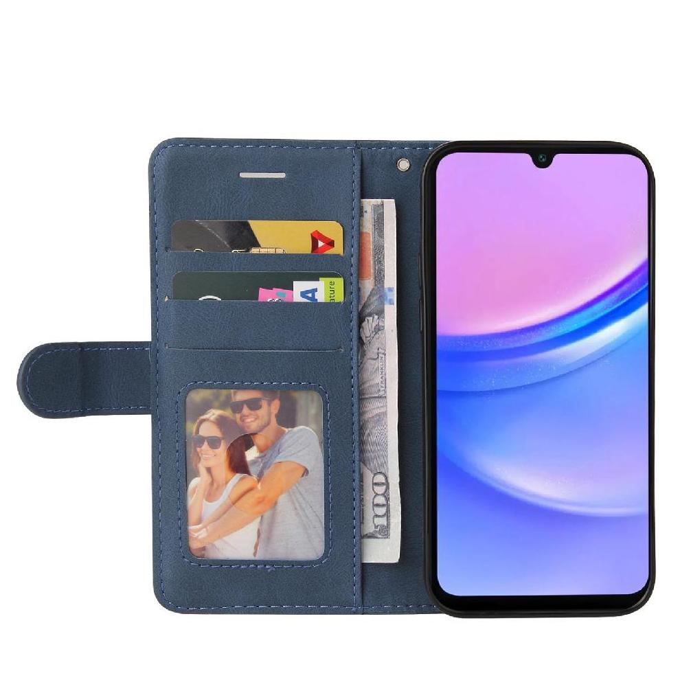 (Blue) Flip Case Compatible with Samsung Galaxy A16 5g with Card Slot Stand Kickstand Protective Stitching Color Leather Wallet Flip Folio Book