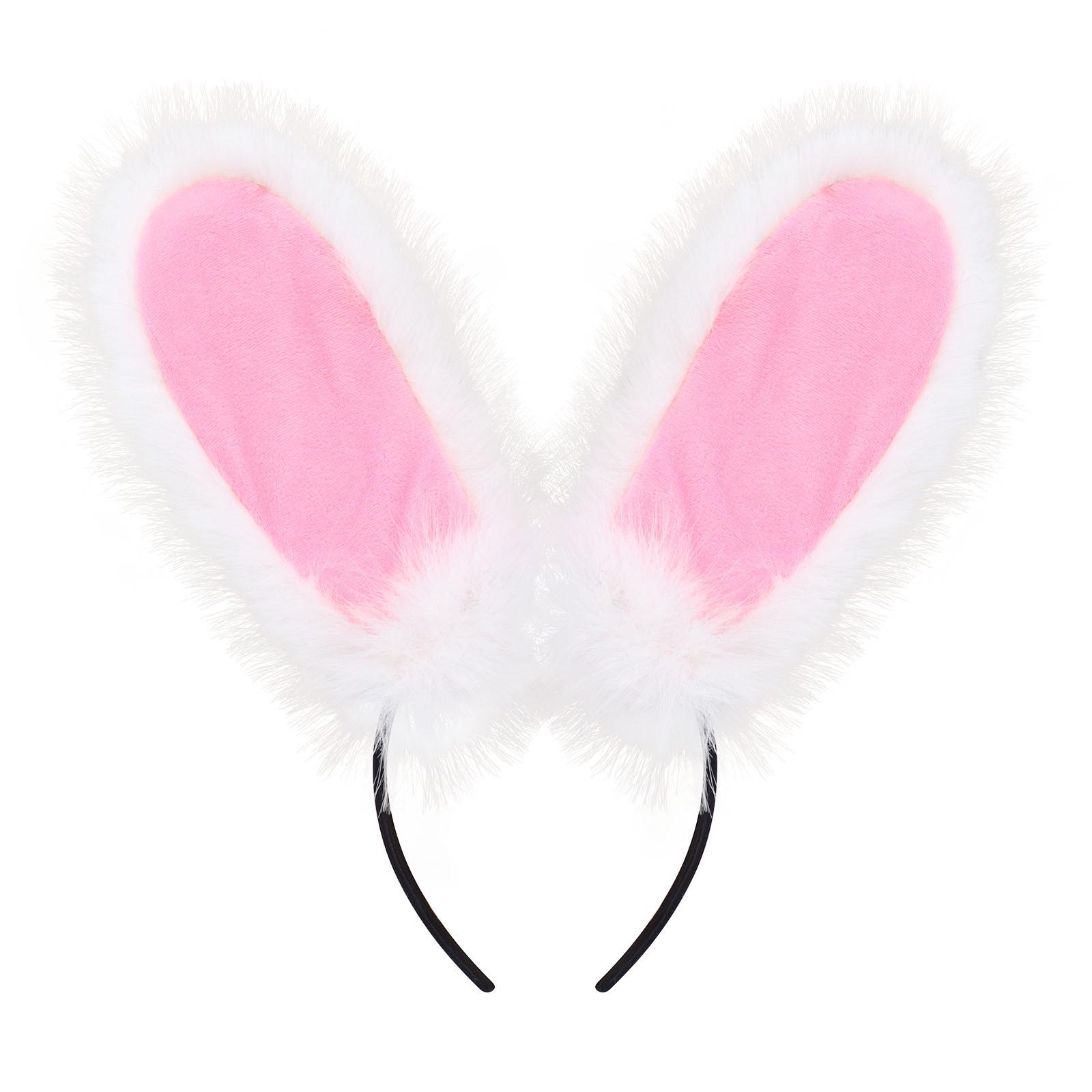 Handmade Plush Rabbit Ear Cosplay Headband for Comic Con and Live Broadcast Prop