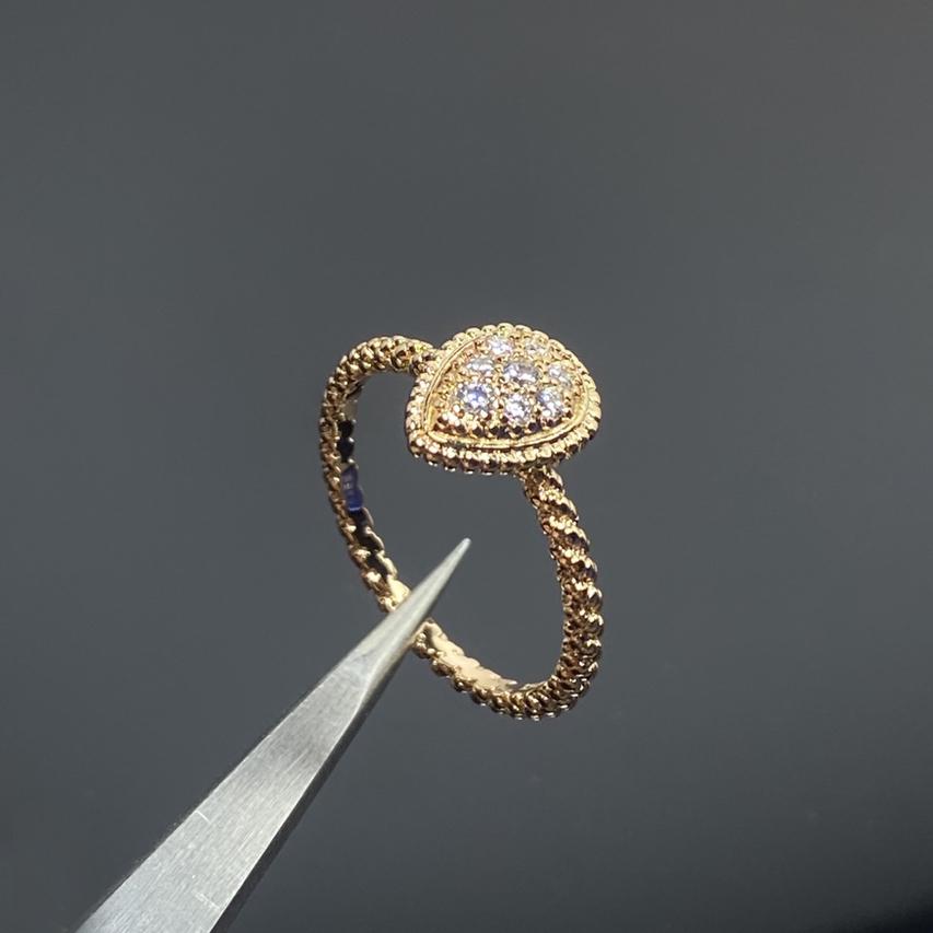 Electroplated gold full diamond water drop ring with an open ring. Advanced fashion gift