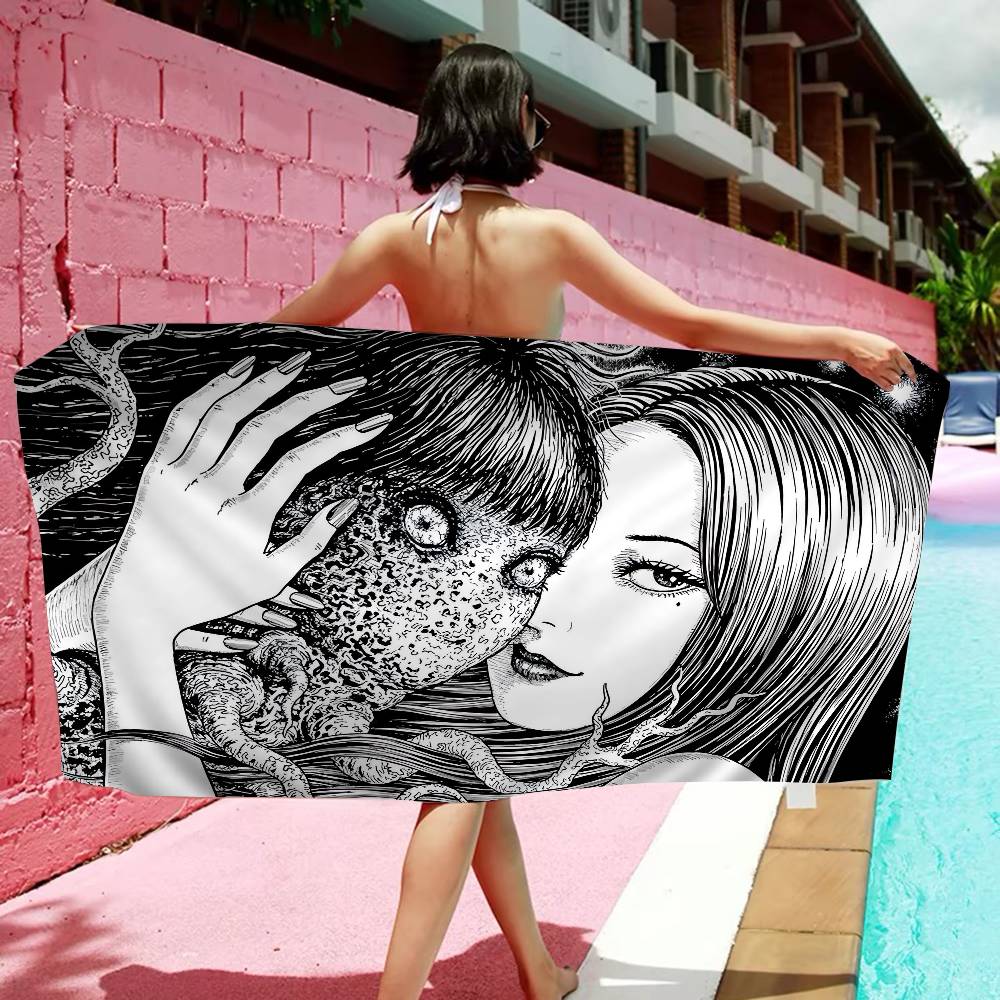 Japanese Junji Ito Tomie Microfiber Blanket Quick Drying Beach Towels Oversized Printing Super Absorbent Pool Towel Blanket