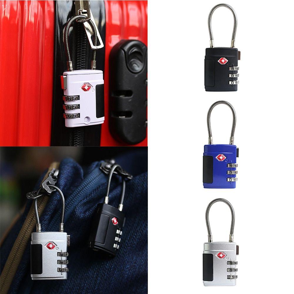 Anti-theft Customs Password Lock TSA Wire Rope Padlock Portable 3 Digit Combination Lock  Travel
