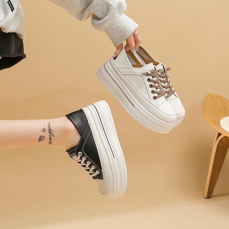 Lightweight Casual Explosion Small Inner Height-increasing Women's Shoes Autumn New Thick-soled One-pedal Casual Little White Shoes
