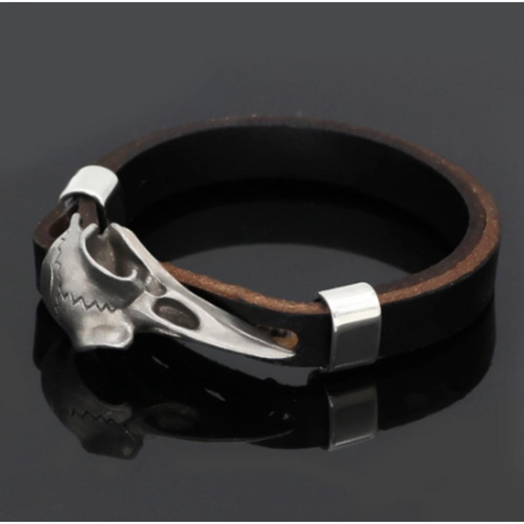 New Nordic Viking Raven Men's Bracelet Retro Raven Leather Bracelet Adjustable 19cm-25cm
