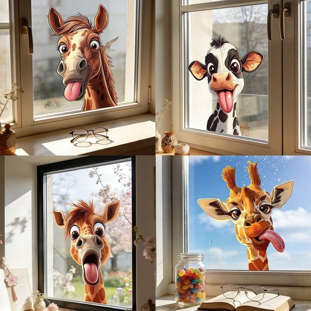 Abnehmbares Giraffen-Dekor Selbstklebende Wandaufkleber Kreativer Fensteraufkleber Wohnzimmer-Dekoration