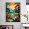 5d DIY Diamond Painting Cross Stitch Abstract Autumn Scenery Diamond Embroidery Mosaic Full Round Drill Home Decor Arts