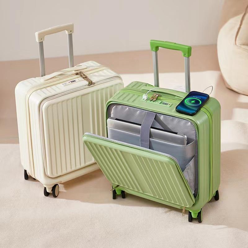 Multifunction Front Opening 18" Small Trolley Case Password Suitcase Cabin Travel Bag Usb Charging Luggage Suitcases On Wheels
