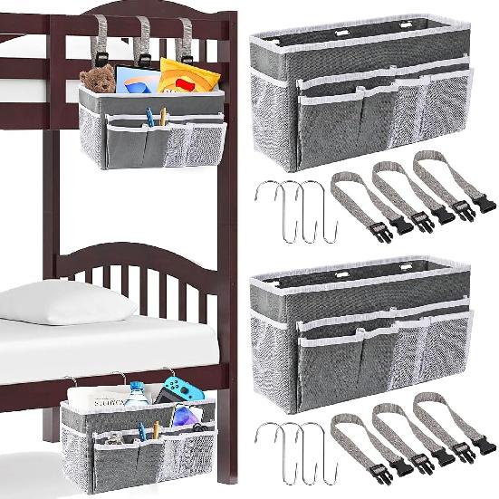 Ofiray-home 2pcs Bedside Caddy/Bedside Hanging Storage Bag for Bunk College Dorm Bed and Hospital Beds,Can be Placed Glasses,Water 1