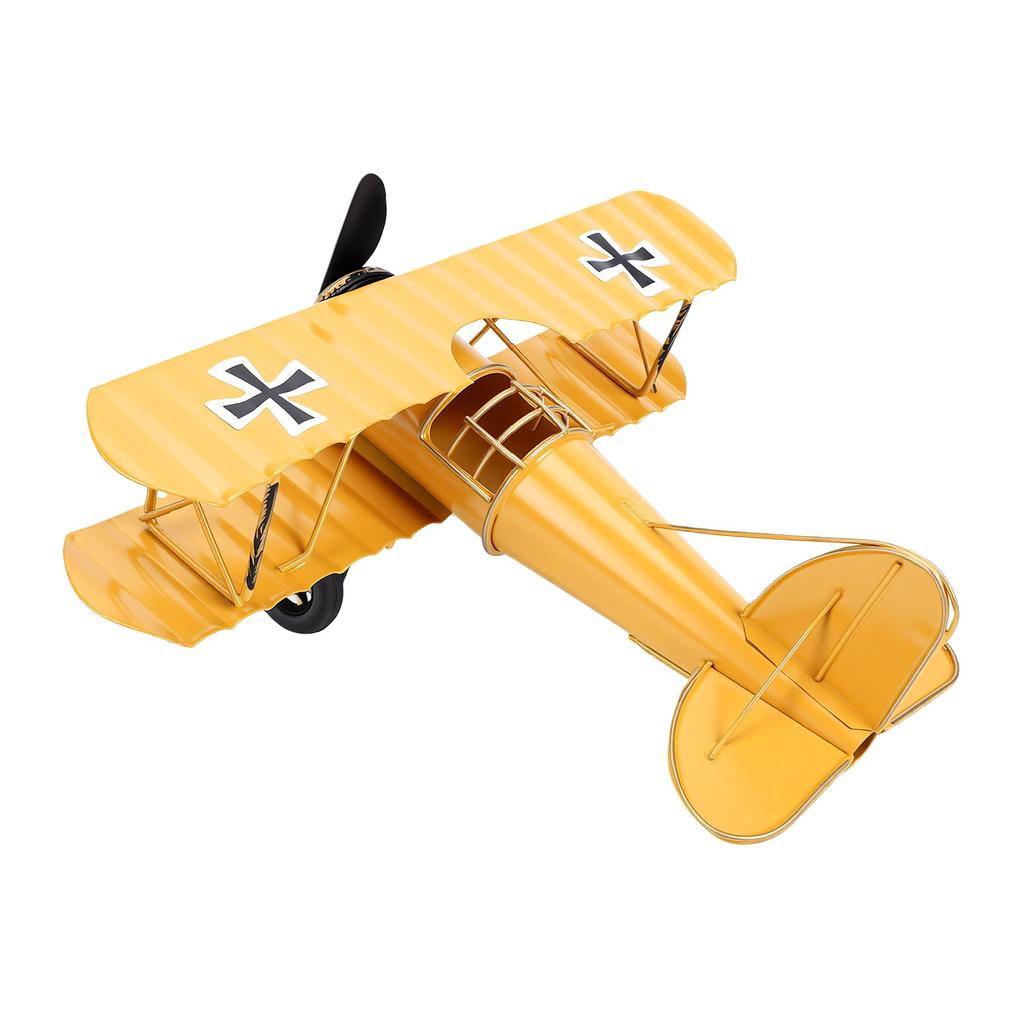 Vintage Metal Airplane Model Biplane Table Decor Figurine Iron Craft for Home Bookshelf Office