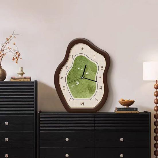 Vintage Schmelzende Wanduhr mit Freiliegendem Zeiger Leicht Ablesbar Ohne Glasabdeckung Zuhause Schlafzimmer Küche Fliegender Vogel Dekorative Tischuhr