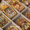 12 Slot Wooden Jewelry Box With Glass Lid Black Walnut Finish New Traditional Style