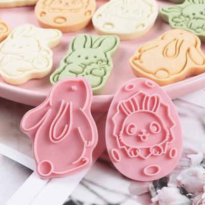 8Pcs Easter Rabbit Cookie Molds Bunny Carrot Easter Egg Cookie Cutters Pastry Fondant Mould Biscuit Stamp Mold Baking Tools Gift